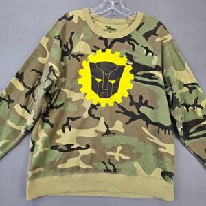 Transformers Green Camo Sweatshirt Long Sleeves Crew Graphic Print Mens Size XL